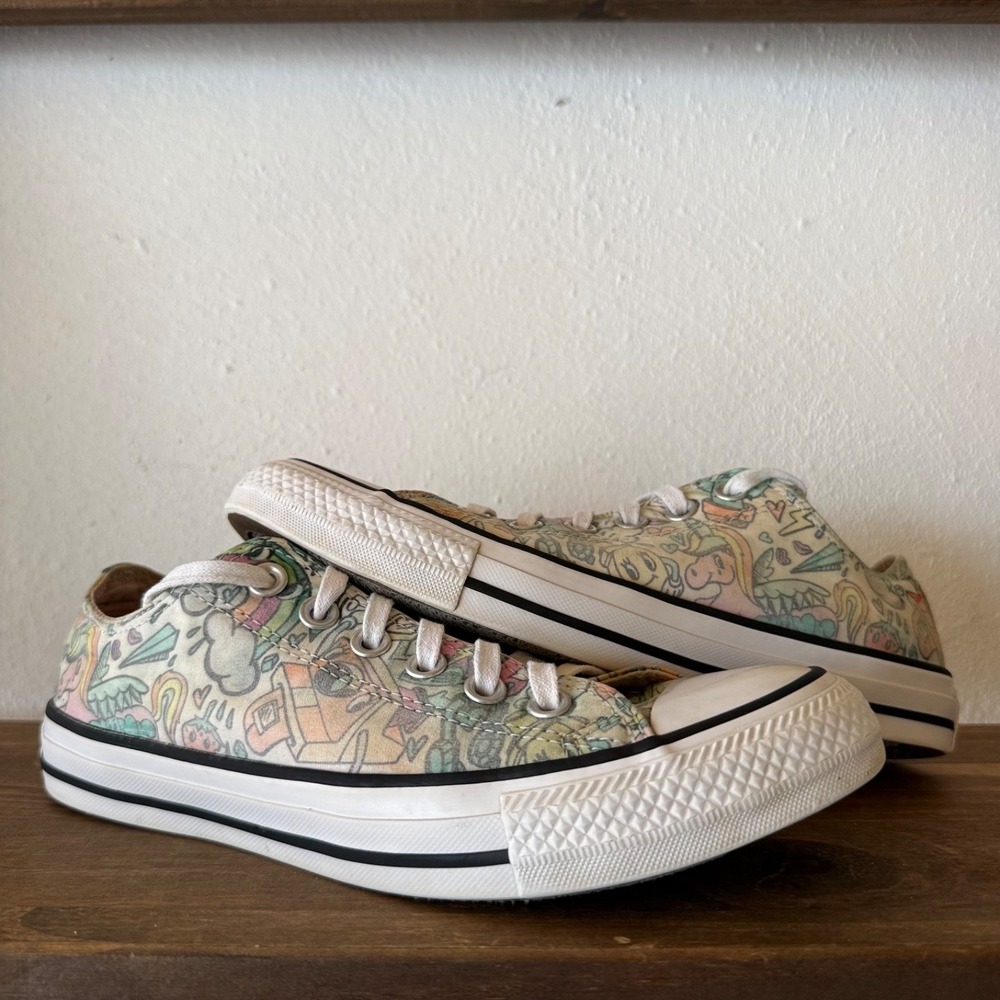 Converse Chuck Taylor All Star Low Retro Pop Doodle Print Canvas Sneakers US 8